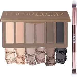 6 Colors Mini Nude Eye Palette with Brush for Smoky Makeup