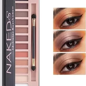 Shimmer & Nude Eyeshadow Palette with Brush- 12 Shades Matte