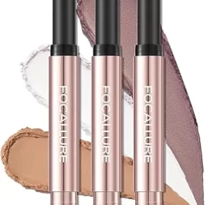 FOCALLURE Eyeshadow Sticks: 3 Shades, Blending Brush, Matte & Shimmer