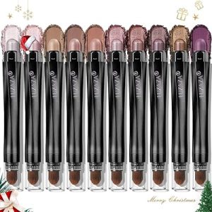 10PCS Eyeshadow Sticks Set, Metallic Shimmer Neutrals, Waterproof Eye Brightener Pencils