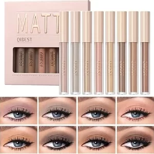 8Pack Matte Eyeshadow Set, Neutral Taupe & Brown Nudes, Cream to Powder, Waterproof Base