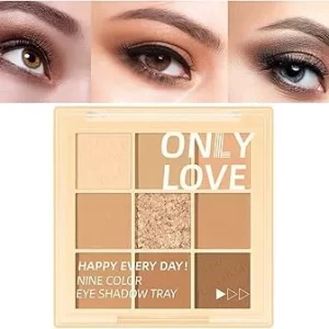 9 Shade Brown Nude Eyes Palette, Matte & Glitter, Long Lasting, Waterproof