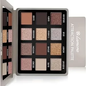 Lamora Neutral Eyeshadow Palette for Travel, 12 Shimmer & Matte Shades