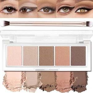 Neutral Taupe Eyeshadow Palette - 5 Colors with Brush