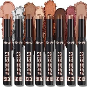 Lanmanni Eye Shadow Stick 8PCS Matte+Metal Shades Long-lasting