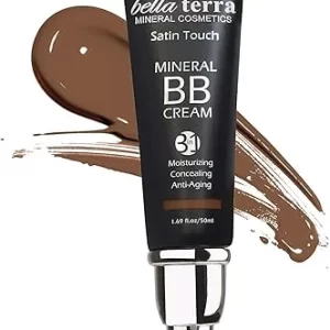 Bellaterra BB Cream - Dark 108, 1.69oz - Hypoallergenic Tinted Moisturizer & Mineral Foundation Oil-Free, Buildable Coverage, Vegan, Non-Comedogenic